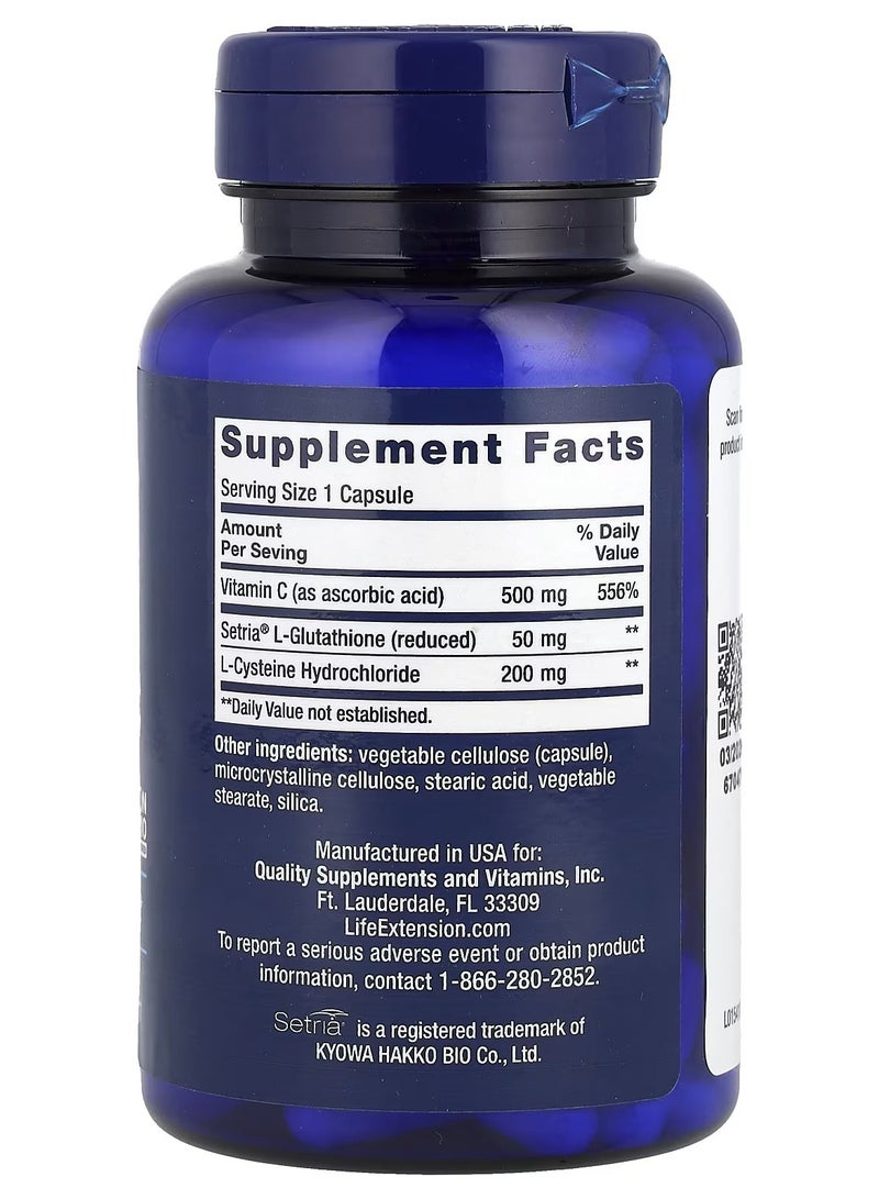 Life Extension Glutathione, Cysteine And C, 100 Capsules - Image 2