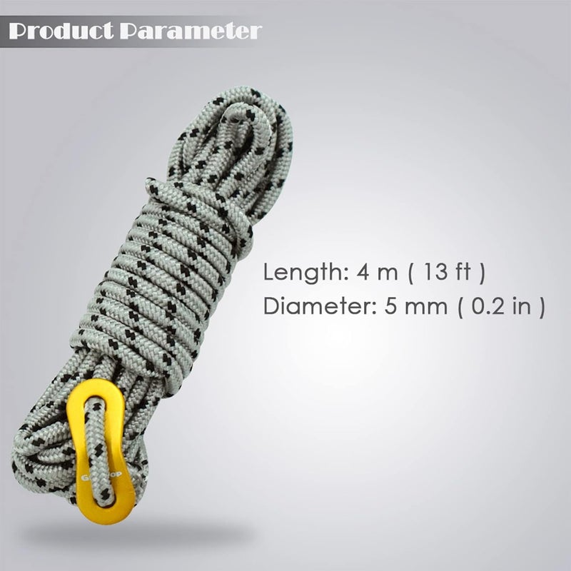 GEERTOP 6 Pack 5 mm Guy Lines Ultralight Tent Cords with Aluminum Adjuster Tensioner Outdoor Camping Guylines Ropes for Tent Tarp, Canopy Shelter, Climbing, Hiking Backpacking Survival Gear - Image 2