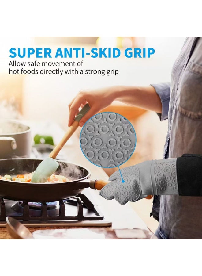 6 pcs Oven Mitts and Pot Holders Sets for Kitchen，Extra Long Silicone Oven Gloves with Non Slip Hot Pads Potholders and Pinch Mitts for Baking Cooking  - Image 3