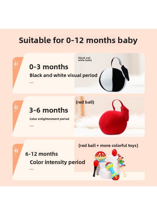 Baby Chasing Red Ball Vision Training Baby Hand Catch Ball Small Cloth Ball Toy Newborn Early Education 3 Months 2 Vision-Color:Chasing Black And White Ball [built-in Bell] (0-3 Months) - Image 2
