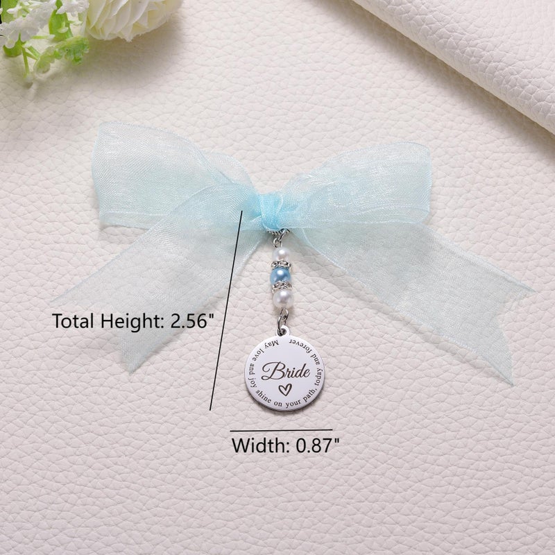 MIXJOY Something Blue Gift for Bride, Wedding Day Bridal Blue Pearl Bouquet Garter Charm for Bride to Be, Bridal Shower Gifts, Elegant Pearl Jewelry Bridal Wedding Accessory, Bachelorette Party - Image 3