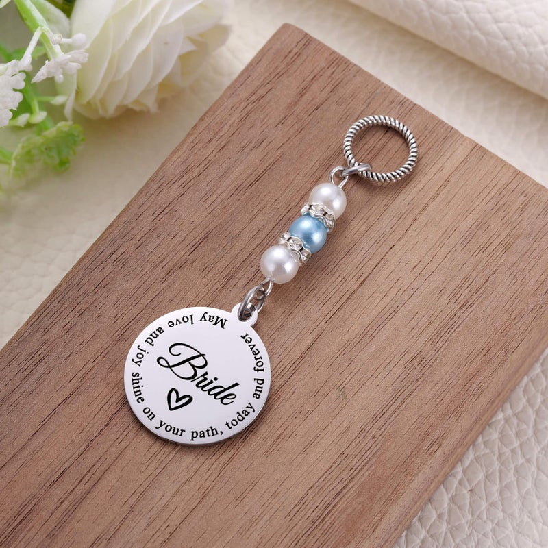 MIXJOY Something Blue Gift for Bride, Wedding Day Bridal Blue Pearl Bouquet Garter Charm for Bride to Be, Bridal Shower Gifts, Elegant Pearl Jewelry Bridal Wedding Accessory, Bachelorette Party - Image 2