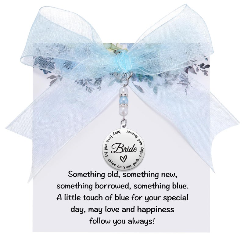MIXJOY Something Blue Gift for Bride, Wedding Day Bridal Blue Pearl Bouquet Garter Charm for Bride to Be, Bridal Shower Gifts, Elegant Pearl Jewelry Bridal Wedding Accessory, Bachelorette Party - Image 1
