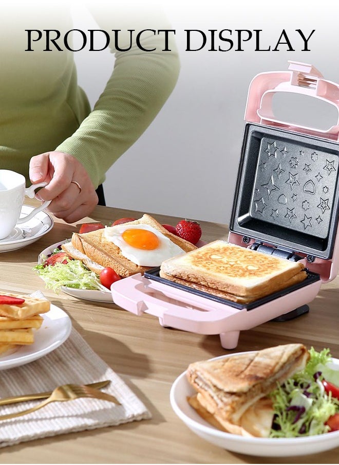 DUNISO - Sandwich Maker, Multifunctional Waffle Maker, Home Kitchen Toaster, Portable Breakfast Machine, Double Sided Heating, Non Stick Coating, Suitable For Baking Bread, Waffles, Donuts, Grilled Meat, Fried Eggs, 215 * 153 * 105 mm - Image 1