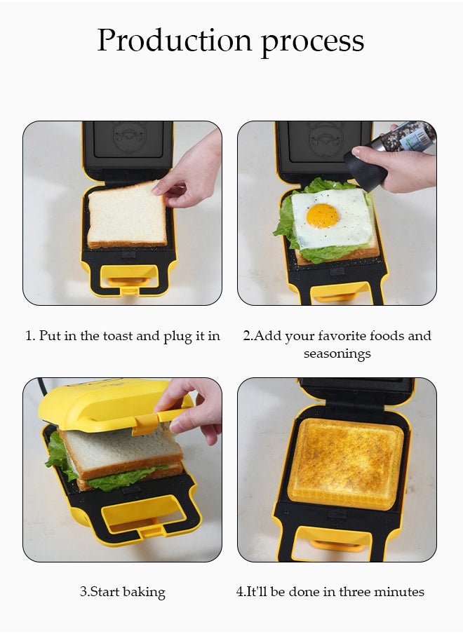 DUNISO - Sandwich Maker, Multifunctional Waffle Maker, Home Kitchen Toaster, Portable Breakfast Machine, Double Sided Heating, Non Stick Coating, Suitable For Baking Bread, Waffles, Donuts, Grilled Meat, Fried Eggs, 215 * 153 * 105 mm - Image 1
