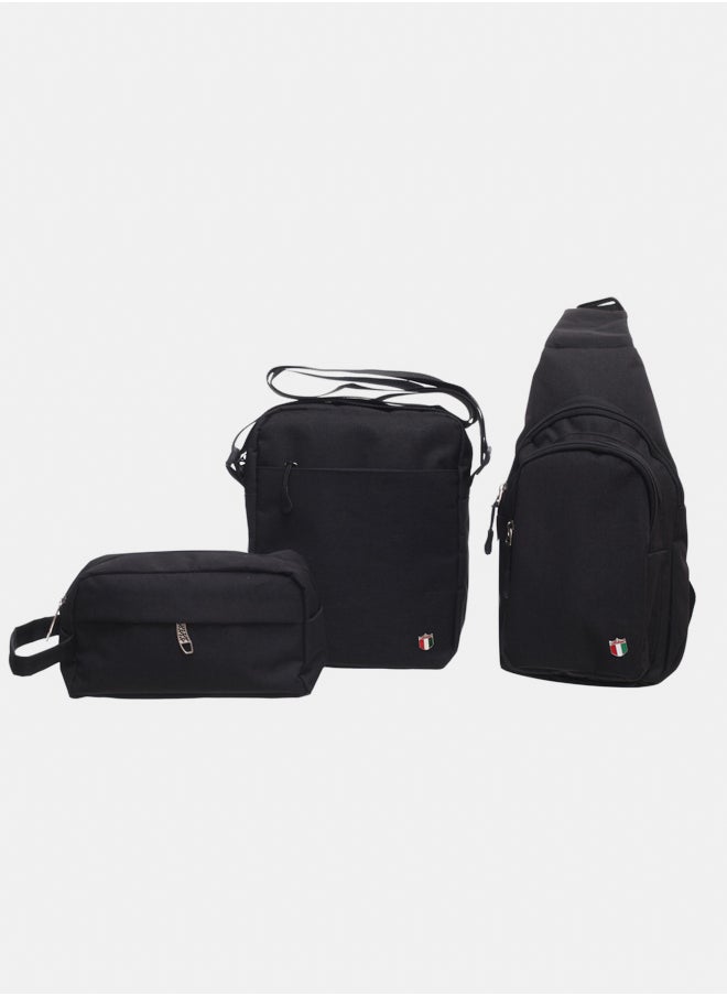 Fabreek Men (Cross, Traingle & Small Handbag) Set for Men Black  - Image 1