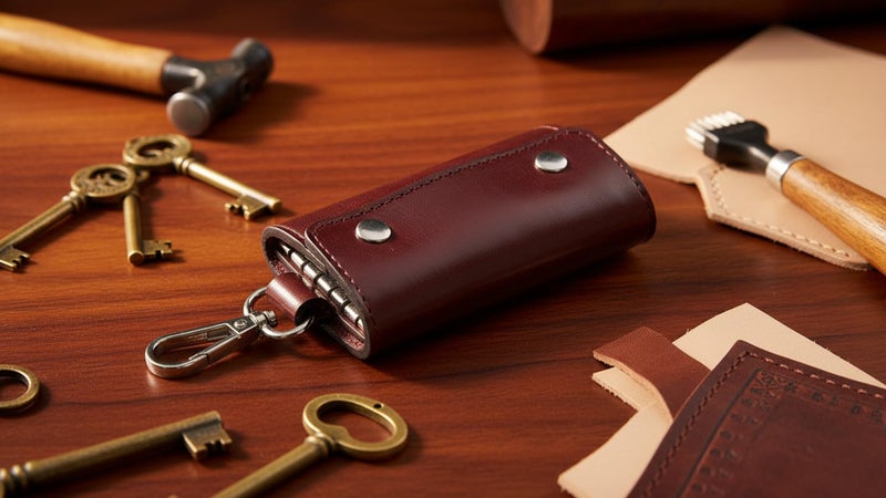 INSTABUYZ Unisex Pure PU Leather Hand Crafted Men & Women Key Bag Wallet Multi Function Key Case Top Grain Key Ring Case Wallet Bank Locker Key Pouch With 6 Keyring Holder - Image 3
