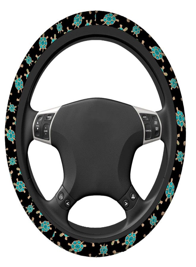 Swono Turtle with Stones Blue Car Neoprene Steering Wheel Cover Jewelry in The Form of A Turtle with Blue 15 Inch Anti-Slip Wheel Wrap Case Protector for SUV Sedan Vans Trucks - Image 2