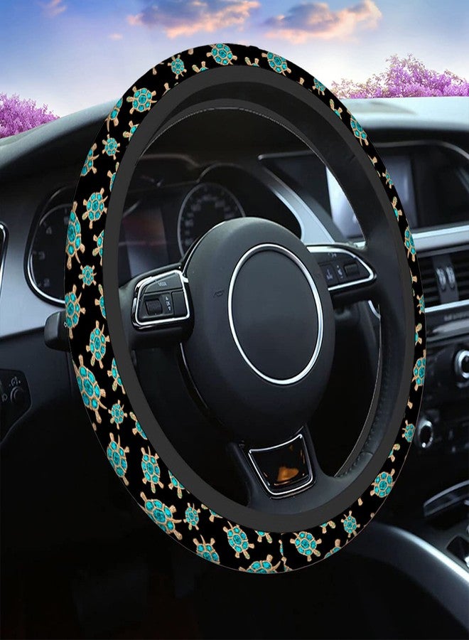 Swono Turtle with Stones Blue Car Neoprene Steering Wheel Cover Jewelry in The Form of A Turtle with Blue 15 Inch Anti-Slip Wheel Wrap Case Protector for SUV Sedan Vans Trucks - Image 1