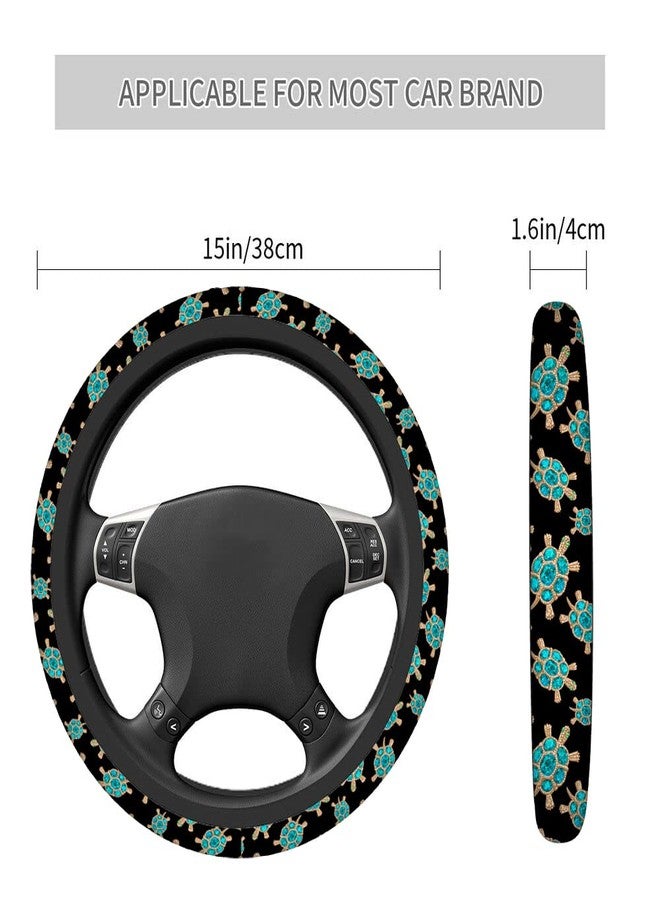 Swono Turtle with Stones Blue Car Neoprene Steering Wheel Cover Jewelry in The Form of A Turtle with Blue 15 Inch Anti-Slip Wheel Wrap Case Protector for SUV Sedan Vans Trucks - Image 3
