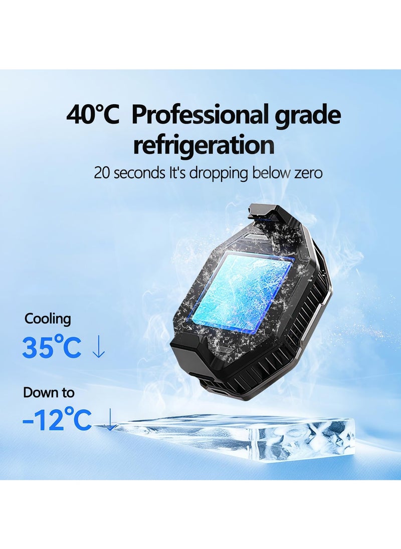 Phone Cooler for Gaming, 27W iPhone Cooling Fan with RGB LED Semiconductor Heatsink Cooling Case Enfriador para Celular, for iPhone/Android Phone Gaming, Live Streaming, AI Smartphone Temperature
