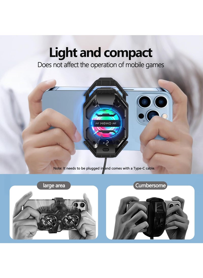 Phone Cooler for Gaming, 27W iPhone Cooling Fan with RGB LED Semiconductor Heatsink Cooling Case Enfriador para Celular, for iPhone/Android Phone Gaming, Live Streaming, AI Smartphone Temperature