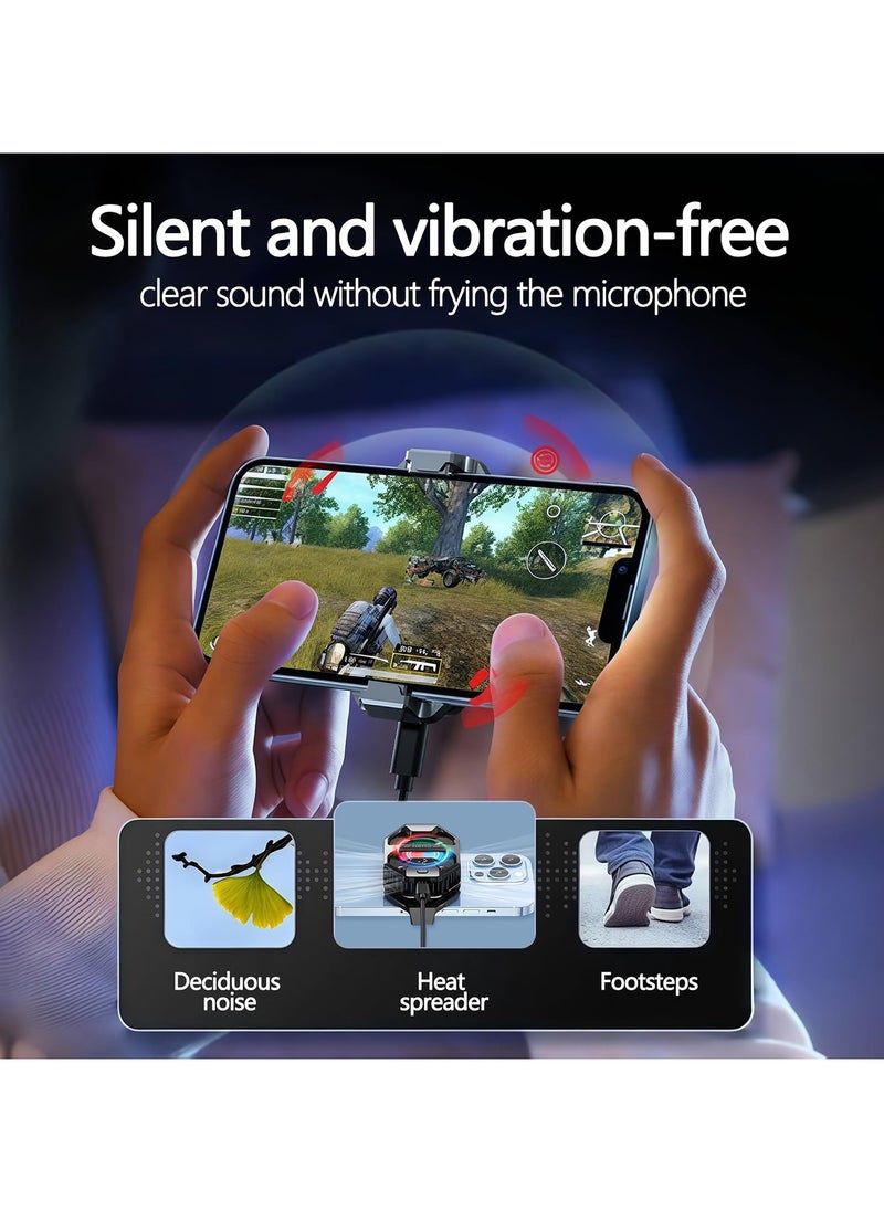 Phone Cooler for Gaming, 27W iPhone Cooling Fan with RGB LED Semiconductor Heatsink Cooling Case Enfriador para Celular, for iPhone/Android Phone Gaming, Live Streaming, AI Smartphone Temperature