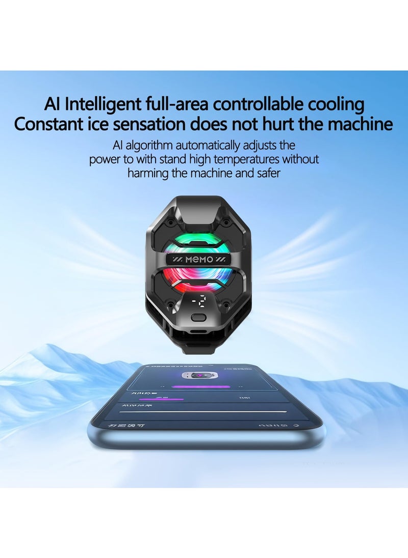 Phone Cooler for Gaming, 27W iPhone Cooling Fan with RGB LED Semiconductor Heatsink Cooling Case Enfriador para Celular, for iPhone/Android Phone Gaming, Live Streaming, AI Smartphone Temperature
