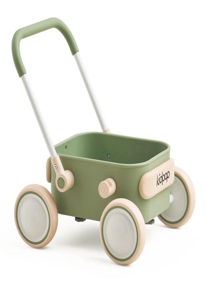 Kidpop عربة أطفال PULA للأطفال الصغار بعجلات، مناسبة للأطفال في بداية تعلمهم، ألعاب للأطفال من عمر 6 إلى 12 شهرًا، هدية مثالية لأعياد ميلاد الأطفال بعمر سنة واحدة، للاستخدام الداخلي والخارجي (أخضر) - Image 1