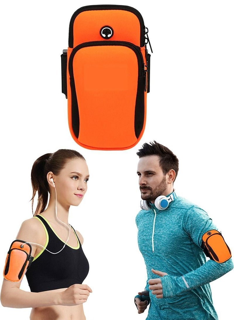 Generic Arm Wrist Pouch For Sports Running Jogging Exercising Gym Workouts Travelling And Working Armband Phone Case Bag with Earphone Hole and Double Pockets for Holding Mobile Phone Keys Money Bank Cards  - Image 1