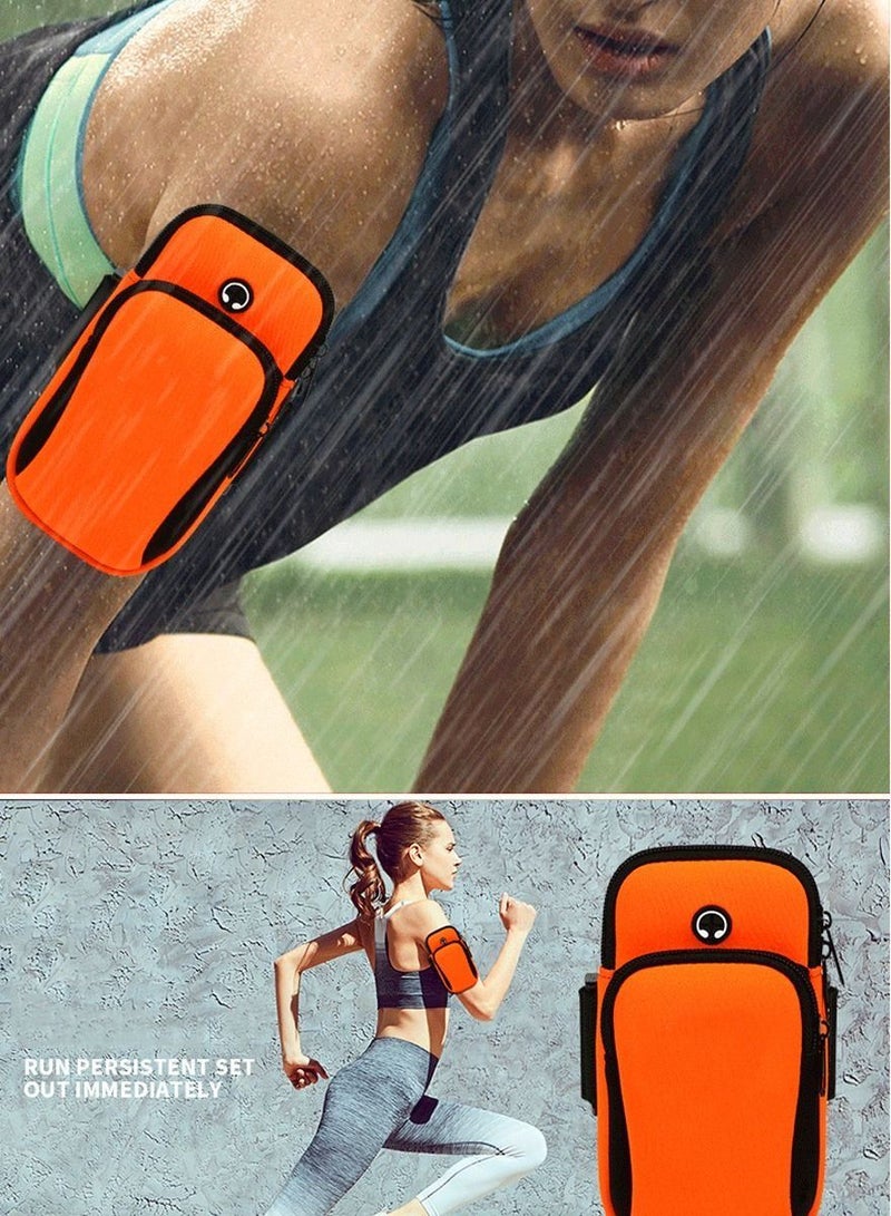 Generic Arm Wrist Pouch For Sports Running Jogging Exercising Gym Workouts Travelling And Working Armband Phone Case Bag with Earphone Hole and Double Pockets for Holding Mobile Phone Keys Money Bank Cards  - Image 2