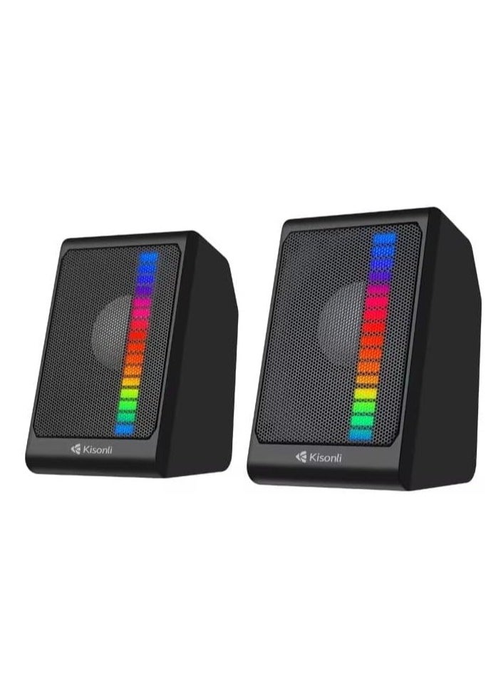 KISONLI X13 USB + AUX 3.5MM Speaker RGB Speaker for Computer, LAPTOP 3 WATT PER SPEAKER  WITH MODERN ERGONOMIC DESIGN PERFECT FOR YOUR COMPUTER  SETUP - pzsku/ZF90743D51178B86F6FDAZ/45/_/1734096992/3b353a26-609b-4736-9ef2-8cec4b60d219