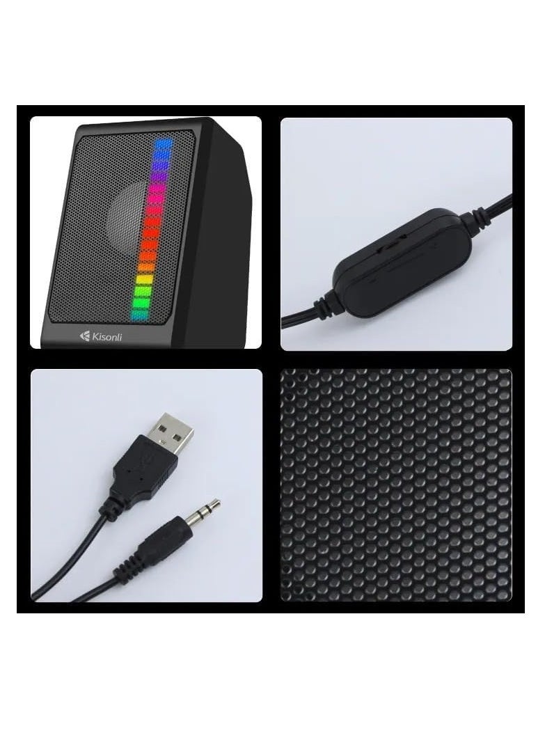 KISONLI X13 USB + AUX 3.5MM Speaker RGB Speaker for Computer, LAPTOP 3 WATT PER SPEAKER  WITH MODERN ERGONOMIC DESIGN PERFECT FOR YOUR COMPUTER  SETUP - pzsku/ZF90743D51178B86F6FDAZ/45/_/1734097002/6fefa0de-a65b-4693-bd5b-a057816e6263