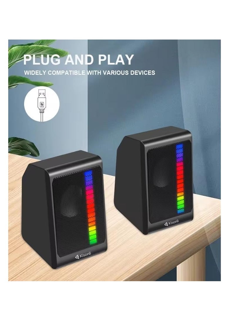 KISONLI X13 USB + AUX 3.5MM Speaker RGB Speaker for Computer, LAPTOP 3 WATT PER SPEAKER  WITH MODERN ERGONOMIC DESIGN PERFECT FOR YOUR COMPUTER  SETUP - pzsku/ZF90743D51178B86F6FDAZ/45/_/1734097023/11137bea-71b0-4282-8ea5-702787a726d6