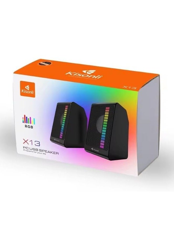 KISONLI X13 USB + AUX 3.5MM Speaker RGB Speaker for Computer, LAPTOP 3 WATT PER SPEAKER  WITH MODERN ERGONOMIC DESIGN PERFECT FOR YOUR COMPUTER  SETUP - pzsku/ZF90743D51178B86F6FDAZ/45/_/1734097073/40a74836-7448-4619-8376-ba38981db050