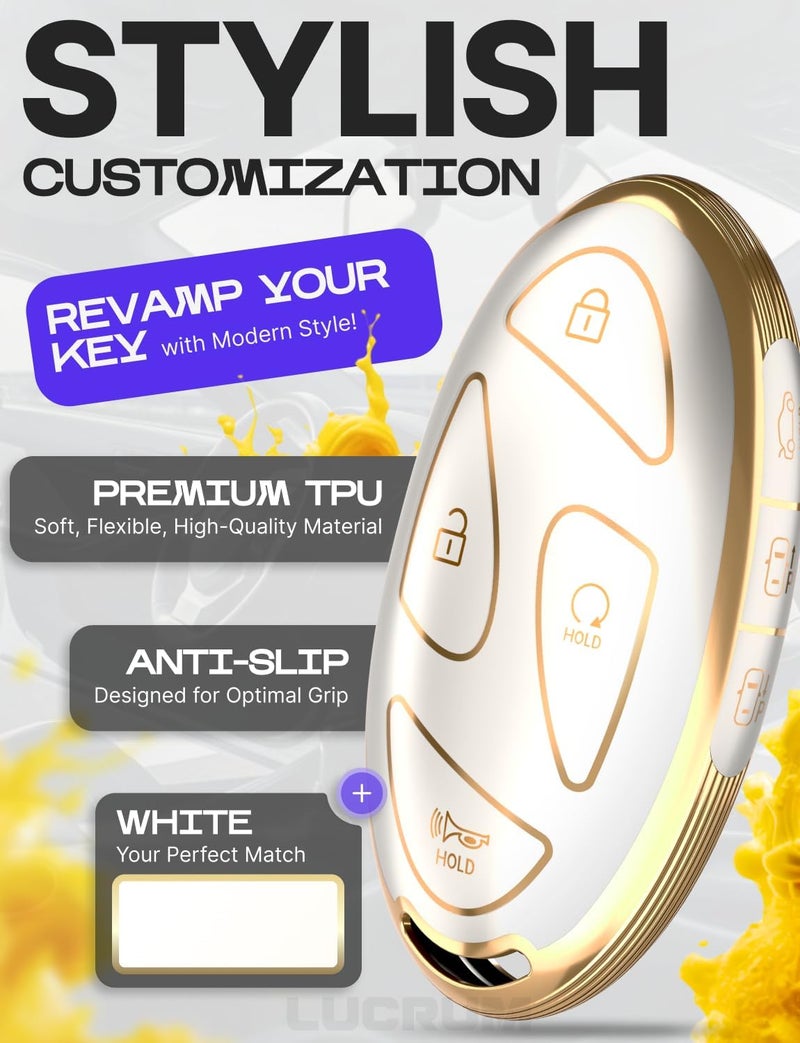 Lucrum White and Gold Key Fob Cover with Leather Keychain - Image 3