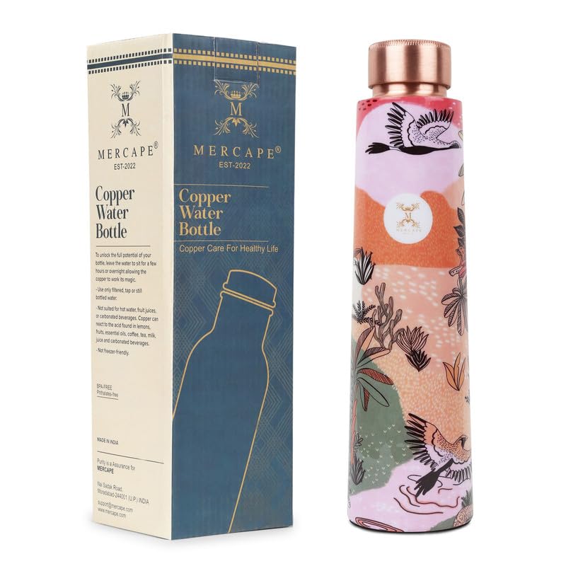 MERCAPE® MERCAPE Stay Refreshed and Healthy Pure Copper Water Bottle - Advanced Leak Proof, Joint Less (900ml) - Image 1