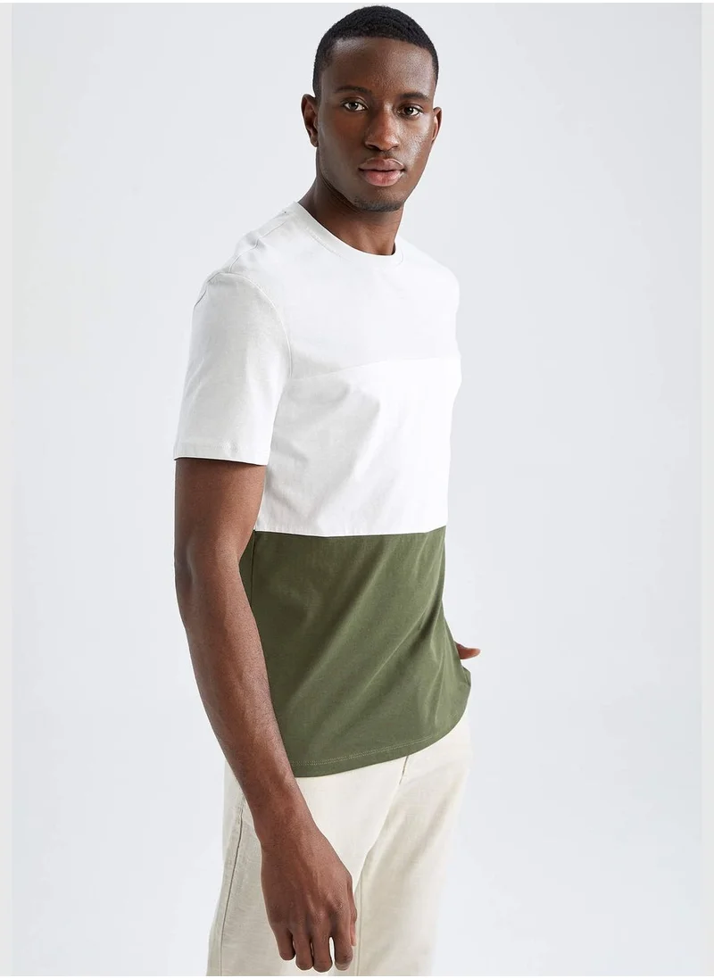 DeFacto Regular Fit Short Sleeve Colour Block T-Shirt