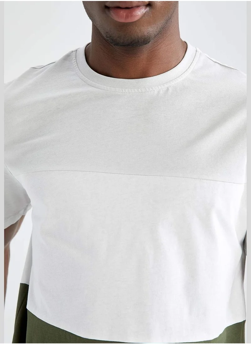 DeFacto Regular Fit Short Sleeve Colour Block T-Shirt