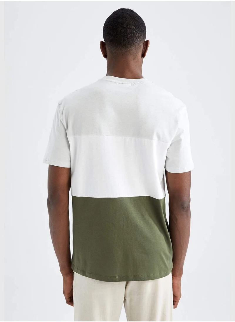DeFacto Regular Fit Short Sleeve Colour Block T-Shirt