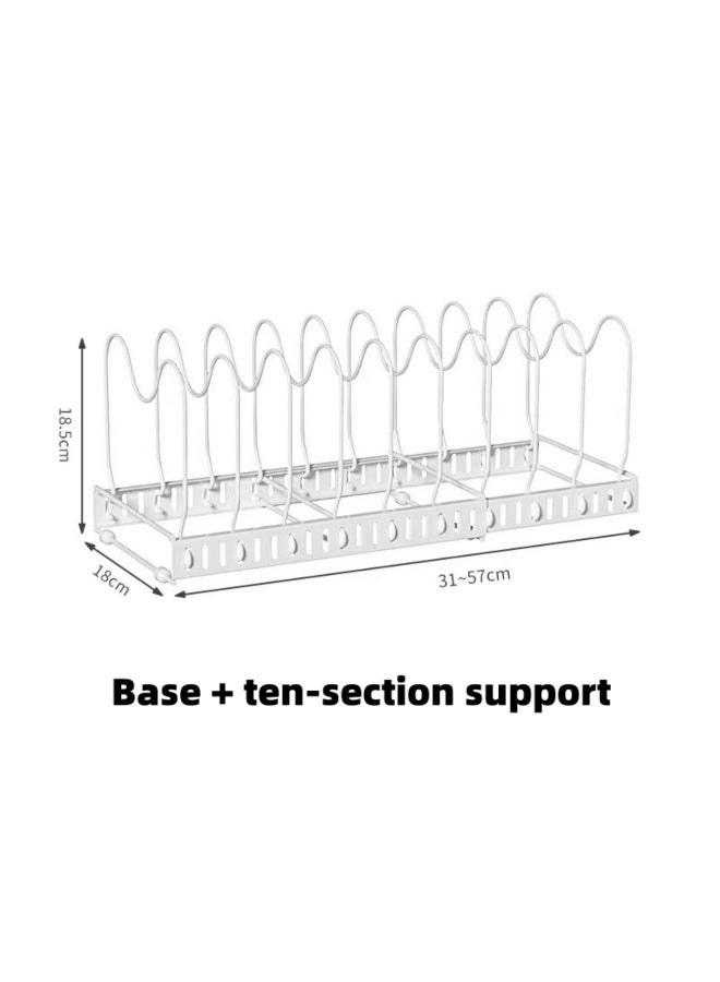 10 إطارات منظم المقالي، رف قابل للتوسيع لخزانة المطبخ، خزانة المؤن، حامل أغطية المقالي والمقالي - Image 4