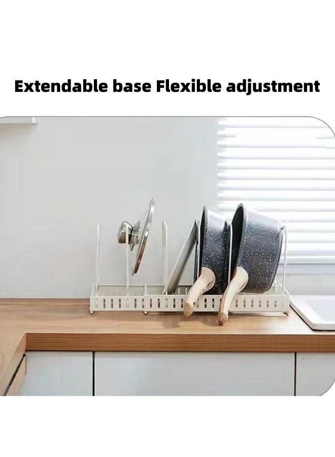 10 إطارات منظم المقالي، رف قابل للتوسيع لخزانة المطبخ، خزانة المؤن، حامل أغطية المقالي والمقالي - Image 5