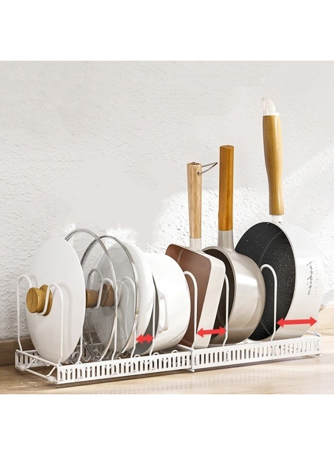 10 إطارات منظم المقالي، رف قابل للتوسيع لخزانة المطبخ، خزانة المؤن، حامل أغطية المقالي والمقالي - Image 1