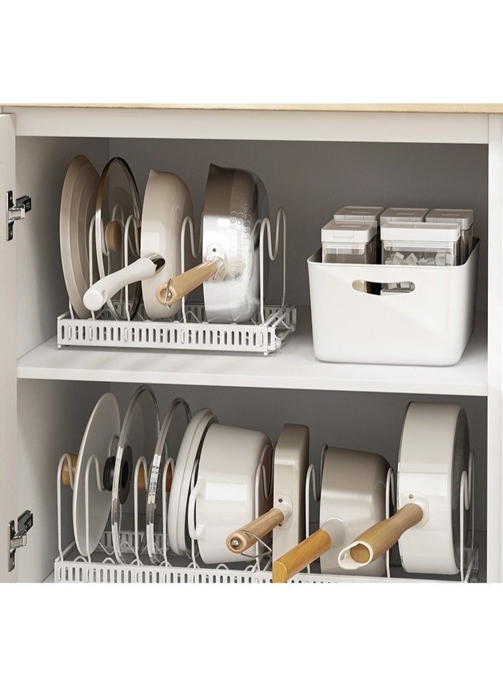 10 إطارات منظم المقالي، رف قابل للتوسيع لخزانة المطبخ، خزانة المؤن، حامل أغطية المقالي والمقالي - Image 2