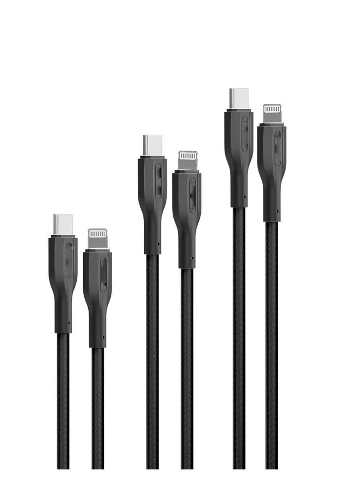 3Pcs High Tensile Strength 27W USB-C to Lightning Cable Kit
