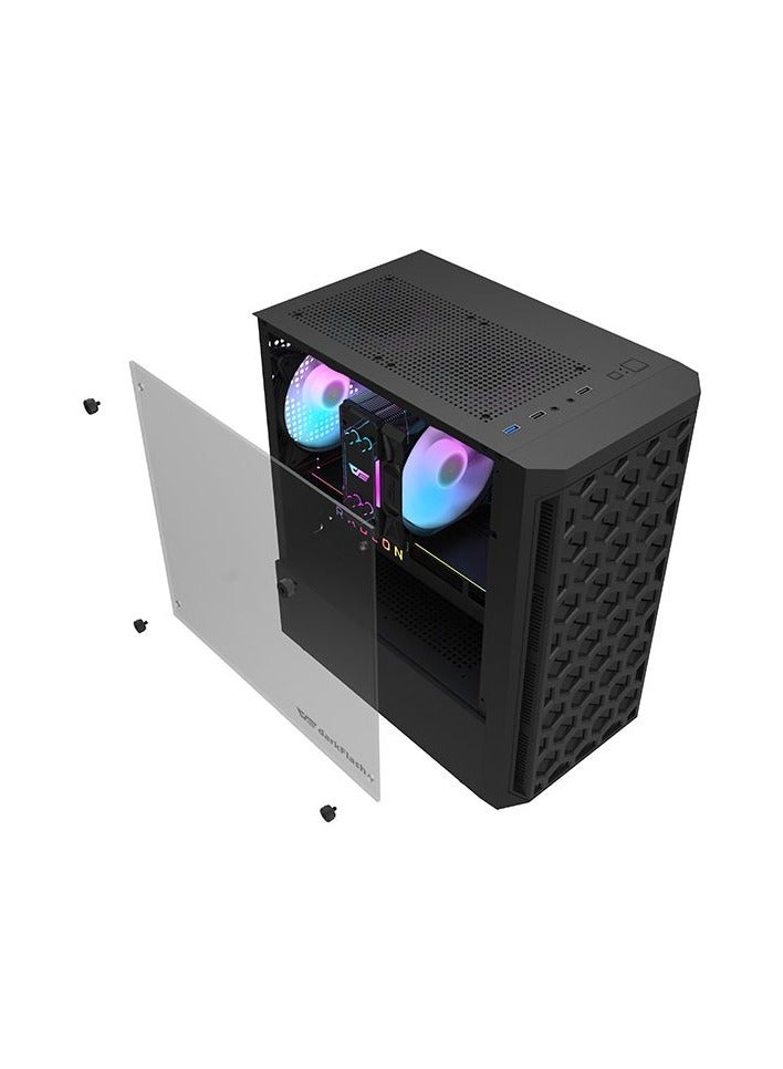DarkFlash darkFlash DK300M  M-ATX, ITX Tempered Glass Gaming PC Case, 3 RGB Fans Pre-Installed, Supports 240MM Radiator, HDD and SSD Slots, USB 3.0x1, USB 2.0 x2, HD AUDIO and Power, PC Case - Image 2