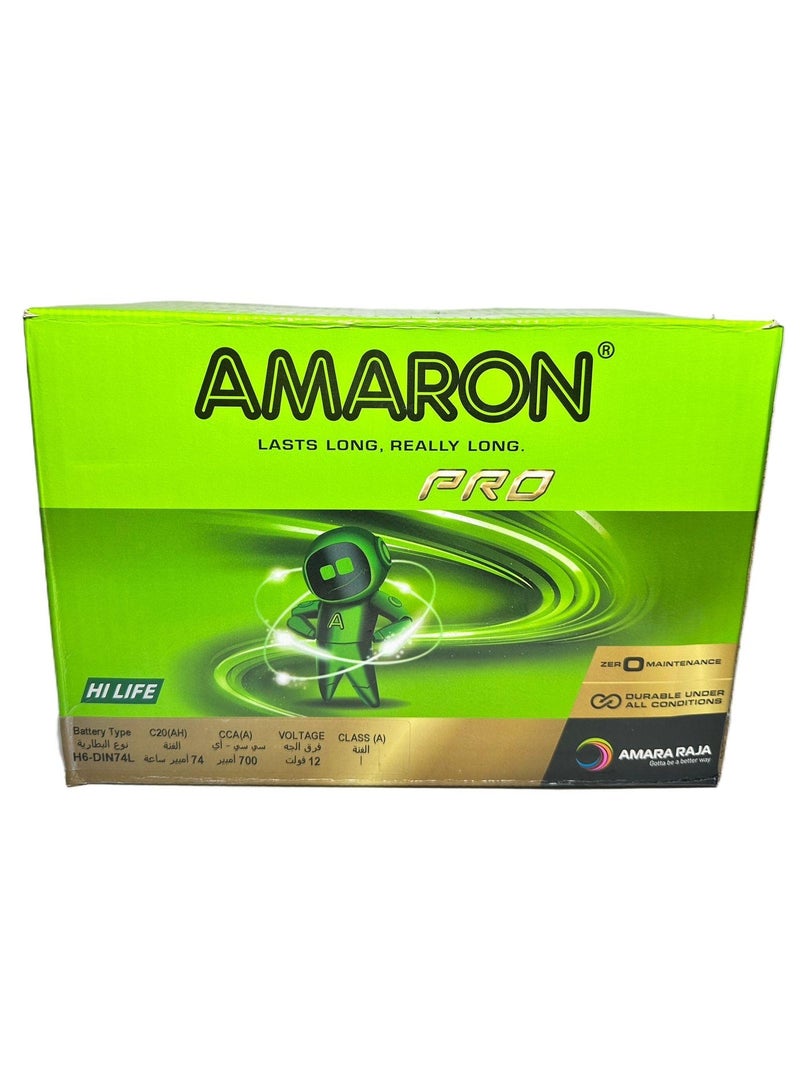 Amaron Car Battery 12V 74AH DIN74L / 57412 - Image 1