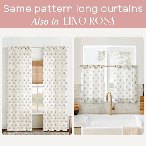 Lino Rosa Small Window Curtains for KitchenSheer Green and Pink Short Cafe Half Curtains for Nursery Girls Bedroom Baby Kids Room 2 Panel Sets - Image 3