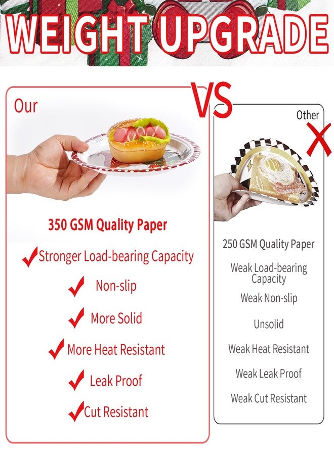 Grencian 96Pcs Christmas Gnomes Party Supplies - 350 GSM Disposable Tree Gnome Plates and Napkins Tableware Sets for Merry Birthday Party Decorations, Winter Holiday, Xmas - Serves 24 - Image 3