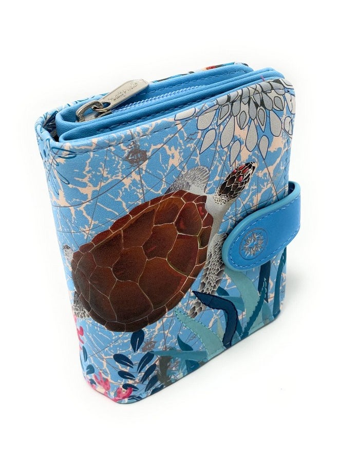Shag Wear - Sea Turtle Medium Wallet For Women Blue 4.5 - Image 1