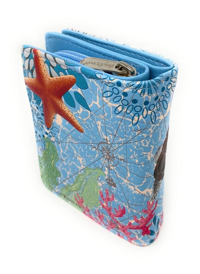 Shag Wear - Sea Turtle Medium Wallet For Women Blue 4.5 - Image 1