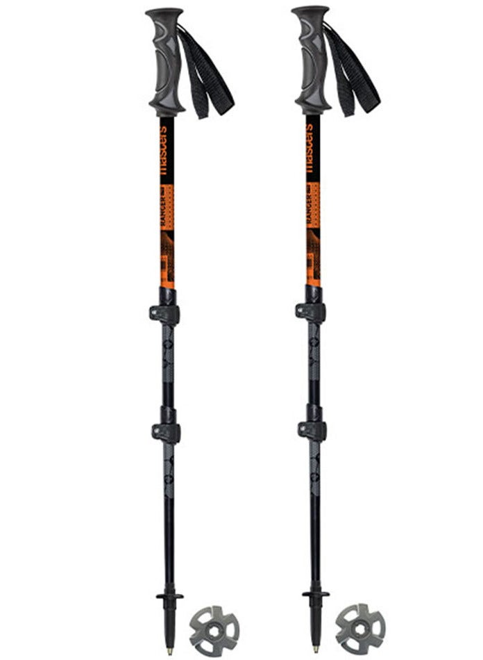Masters Trekking Poles Ranger LTD (Orange) – Alu 5083 Aluminum Hiking Poles, Adjustable 95–120 cm (55 cm Collapsed), Band Automatic Lock System, Clamper Adjustment, Carbide Tips, Lightweight 260g, Durable Trekking Poles for Hiking & Outdoor Adventure