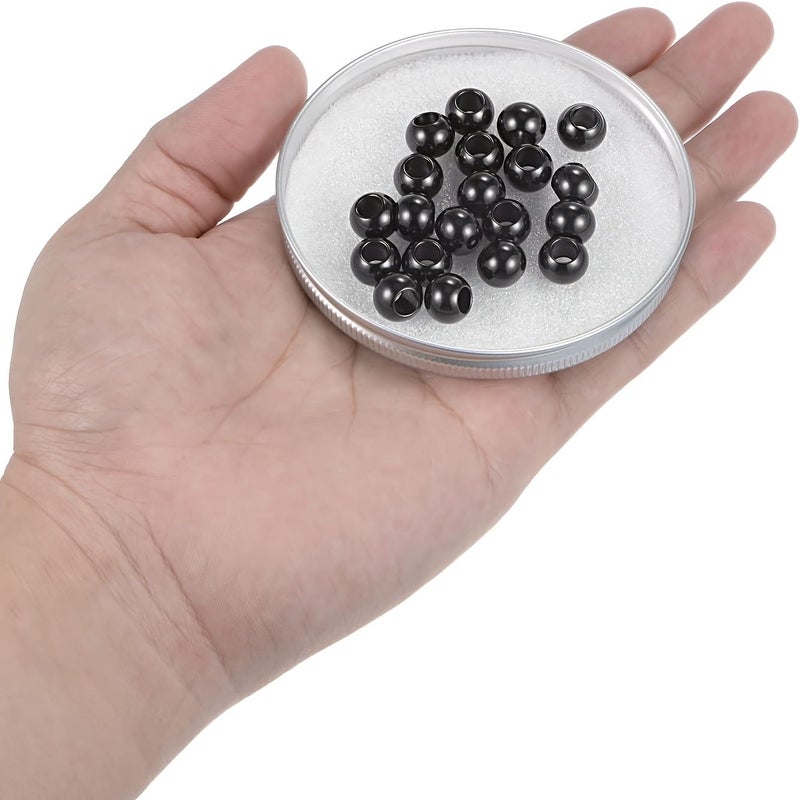 25 Pcs 9mm Black Beads 6mm Hole For DIY Handicraft - Image 3