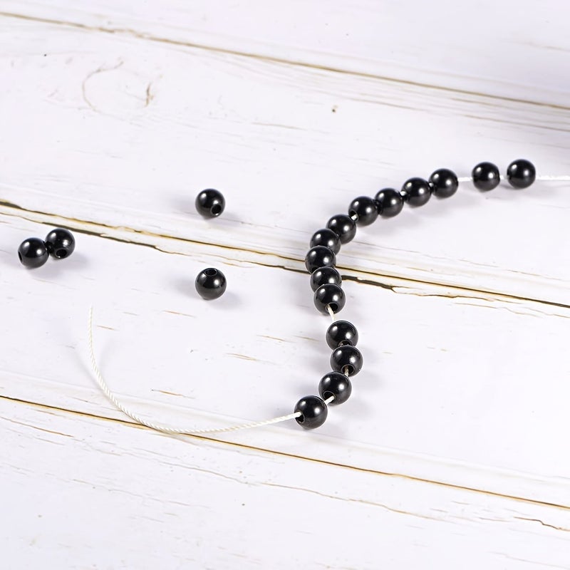 25 Pcs 9mm Black Beads 6mm Hole For DIY Handicraft - Image 2