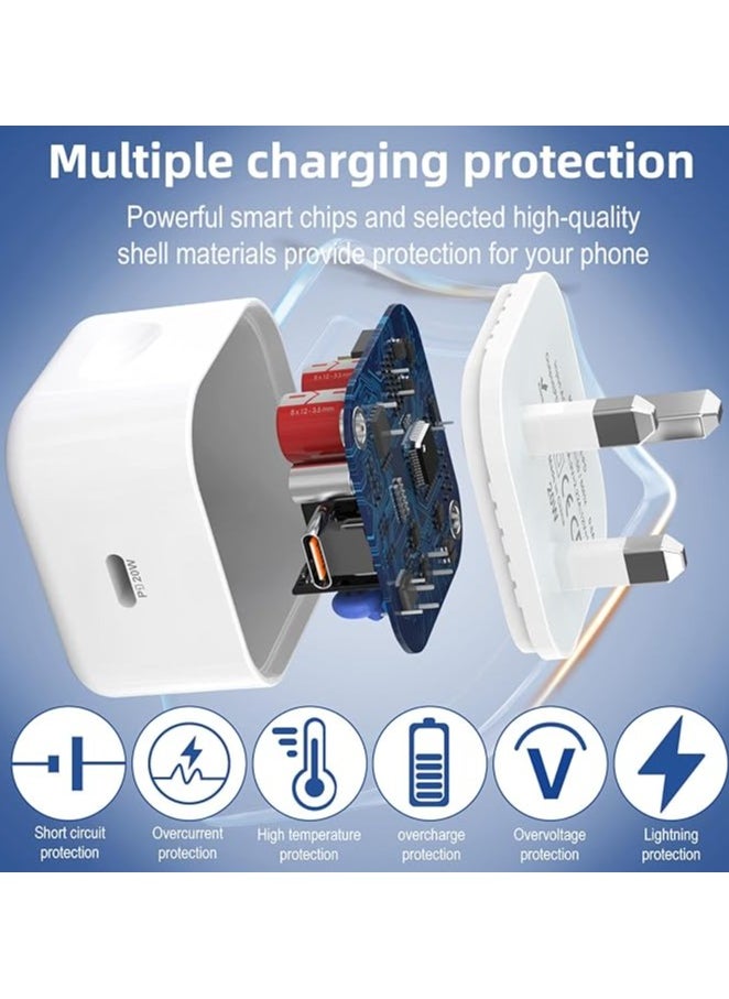 keloray - iPad Charger Cable and Plug Apple iPad Fast Charging Lightning Lead and Plug C for iPad Pro 12.9 11 2nd 3rd 4th 5th 6th Generation/Air 2 3rd 4th 5th/Mini 2 3 4 5 6/iPad 4th 5th 6th 7th 8th 9th 10th - Image 1
