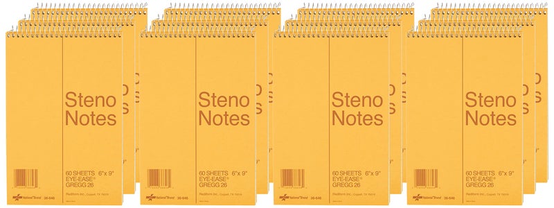 Rediform National Brand Steno Notebook with Brown Board Cover, Green Eye-Ease Paper, Gregg Ruled, 6" x 9", 12 Notebooks with 60 Sheets Each (36646-12) - Image 1