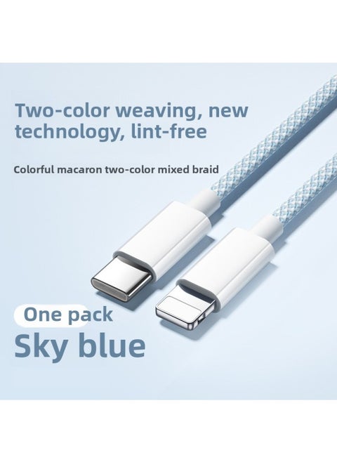 Applicable To For Iphone 16 Charging Line For Iphone15 Data Line Lightning For Apple Pd Fast Charging 20w Flash Charging 14pr-Color:1m Sky Blue [pd20w Fast Charge]★Pop-up Package Return