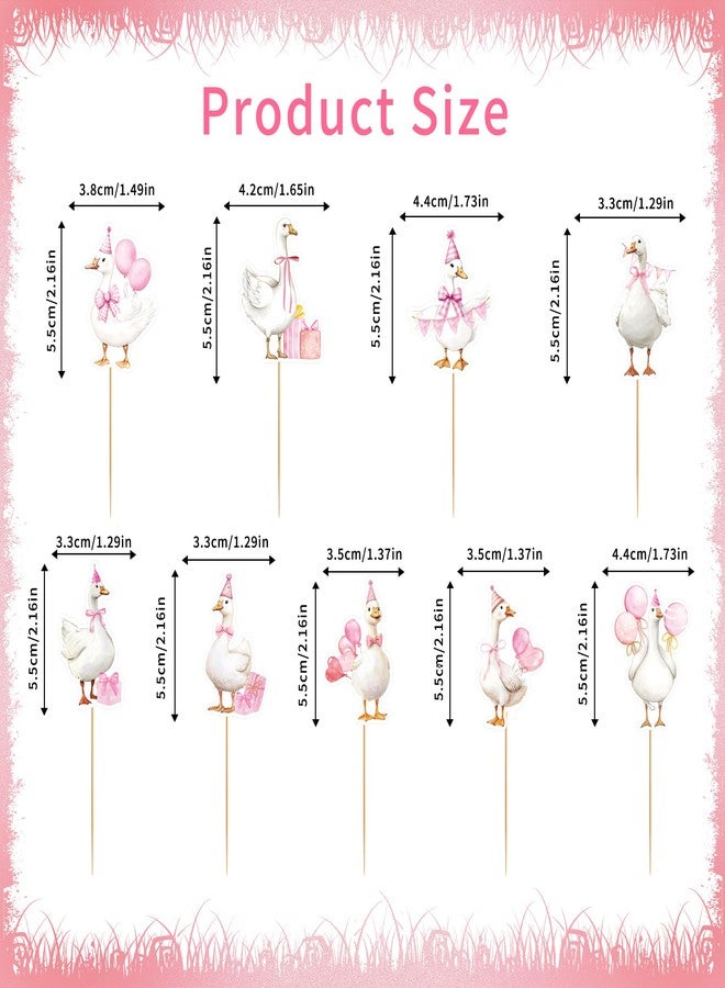 EoBeCy 36 Pcs One Funny Goose Birthday Decor for Girls, Cute Pink Goose Themed Cupcake Toppers, Fun Farm Animal Birthday Baby Shower Gender Reveal Party Supplies (9 Designs) - Image 3
