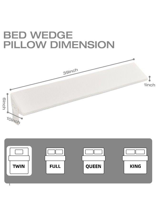 MIDLADE Twin Size Bed Wedge Pillow Headboard Wedge Pillow Mattress Wedge Bed Gap Filler Pillow Wedge,Close Gaps Between Mattress and Wall Dorm Bed Headboard Pillow Twin for Sleeping White Mattress Extender - Image 2