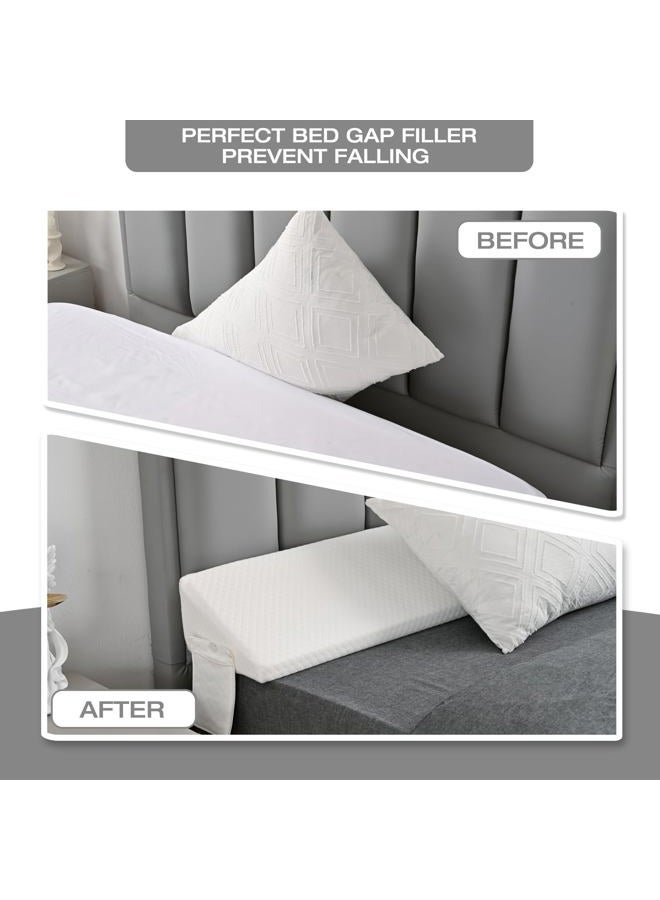MIDLADE Twin Size Bed Wedge Pillow Headboard Wedge Pillow Mattress Wedge Bed Gap Filler Pillow Wedge,Close Gaps Between Mattress and Wall Dorm Bed Headboard Pillow Twin for Sleeping White Mattress Extender - Image 5